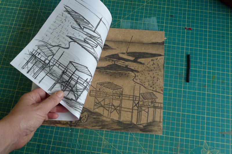 Réaliser une gravure sur bois (xylogravure) : Cabanes de pêcheurs