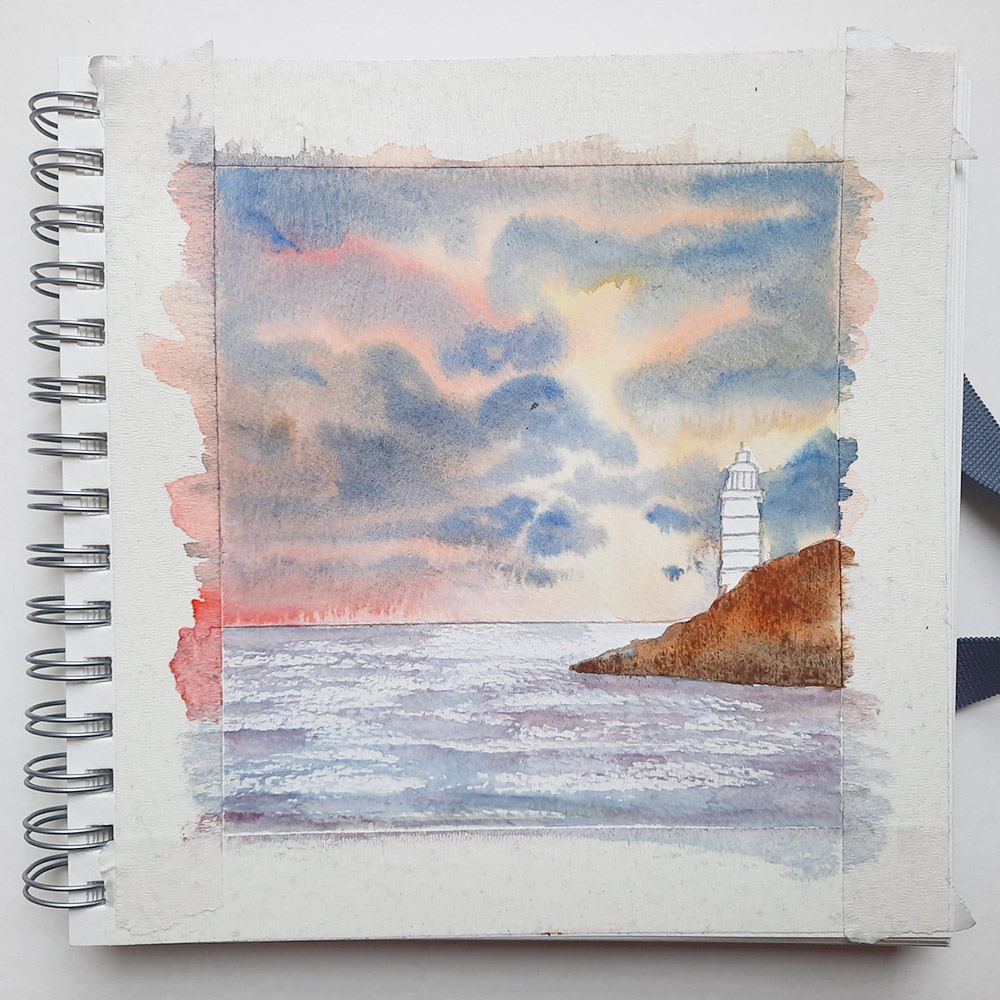 Tombow Set Aquarelle Bord De Mer – 5 Feutres ABT, Pinceau, Vaporisateur Et Papier A6 – Guide Inclus