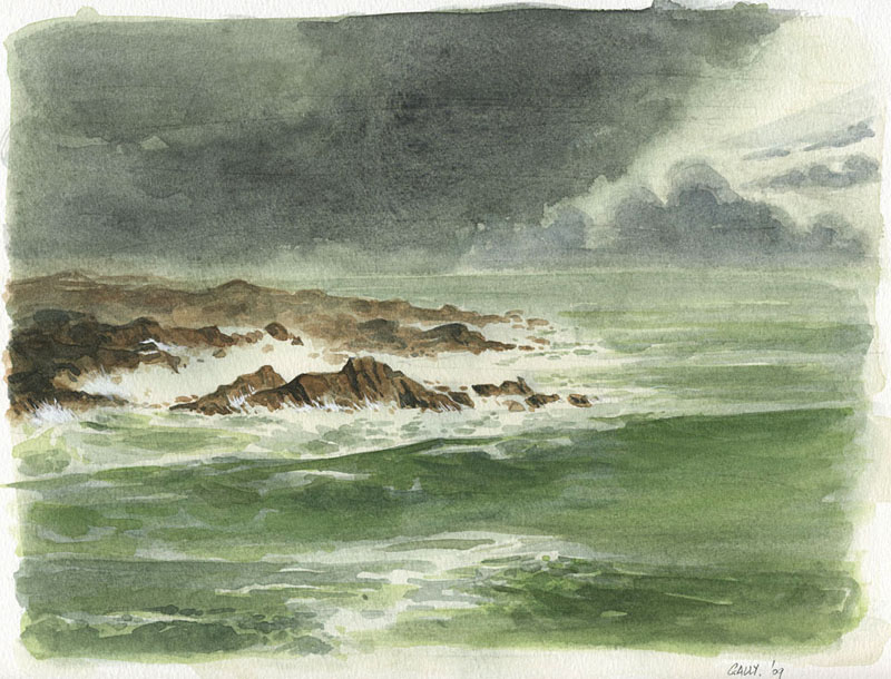 Peinture à L'huile Originale Paysage Marin - Carton 10x12 Pouces, Signée Y. Semyonov