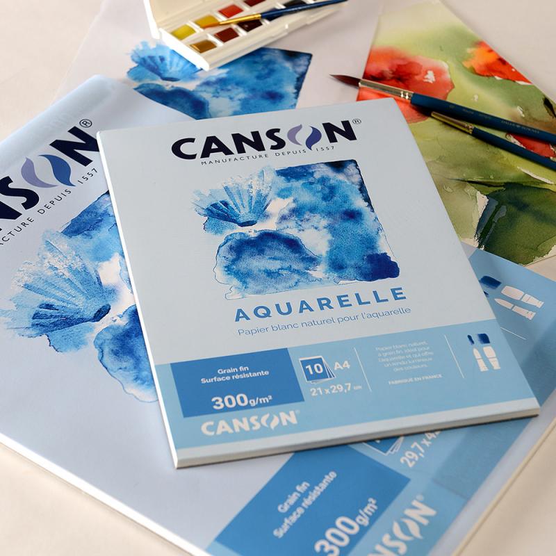 CANSON Bloc 10 feuilles Aquarelle® A3 - 300 g - Blanc