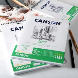 Papier à dessin léger Canson Carnet de 50 feuilles notes et dessin format  A6 120g spiralé couverture polypro Vert Lot de 93805